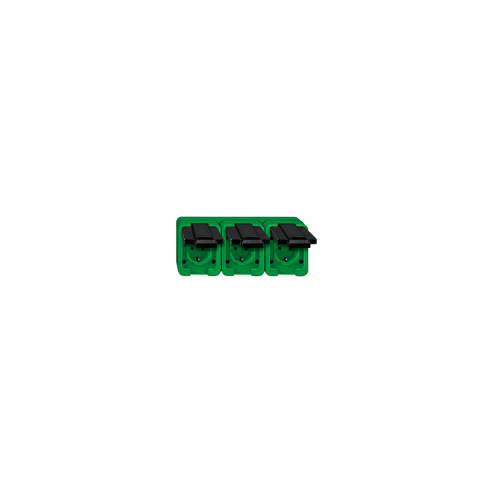Schneider-Merten Agrar 3-voudig wandcontactdoos horizontaal - groen (229377)