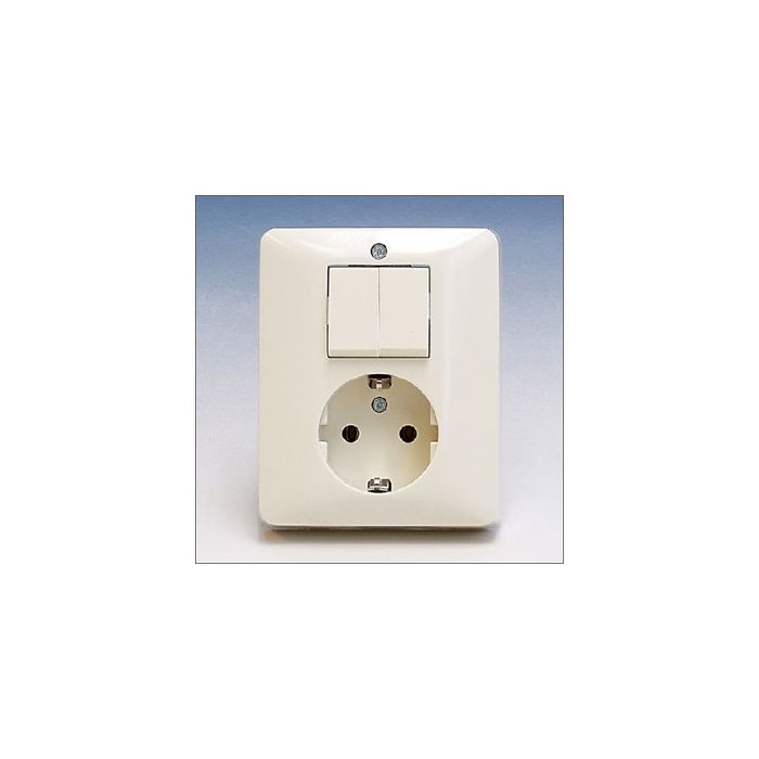 PEHA combinatie serieschakelaar en stopcontact met randaarde - standaard crème wit (H 80.6685 W)
