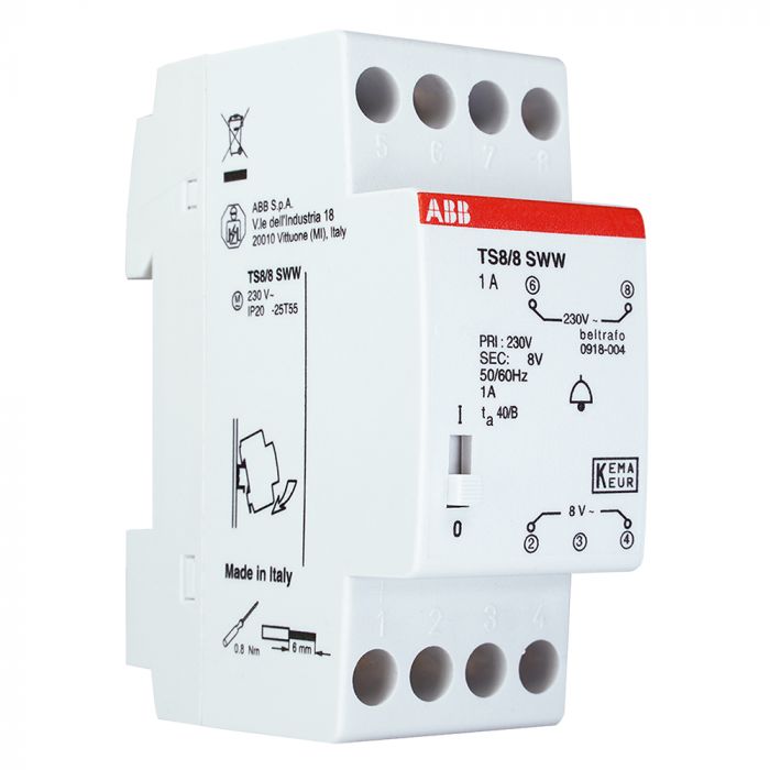 ABB beltrafo 1A 8V (0918.004) Groepenkastbestellen