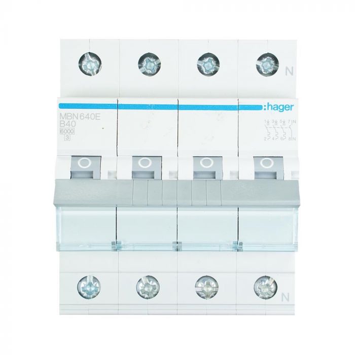 Hager krachtgroep 3-polig+nul 40A B-kar (MBN640E)