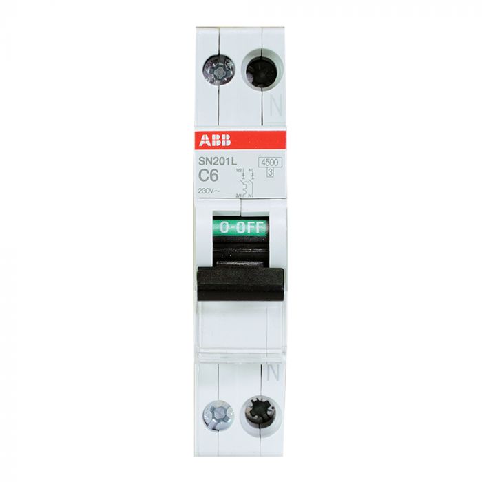 ABB installatieautomaat 1-polig+nul 6A C-kar (2CSS245101R0064)