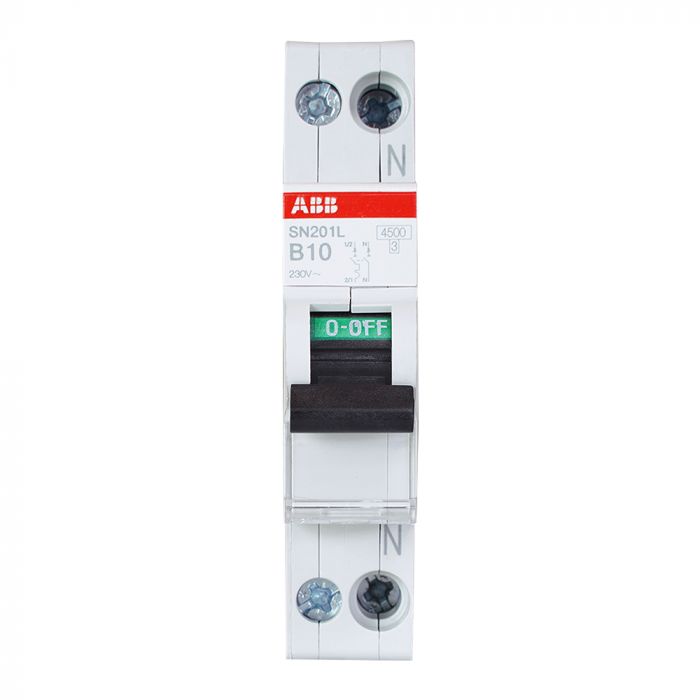 ABB installatieautomaat 1-polig+nul 10A B-kar (2CSS245101R0105)