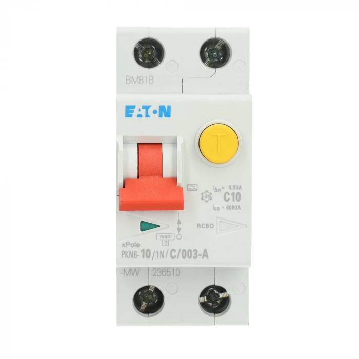 Eaton aardlekautomaat 1-polig+nul 10A C-kar 30mA (236510)