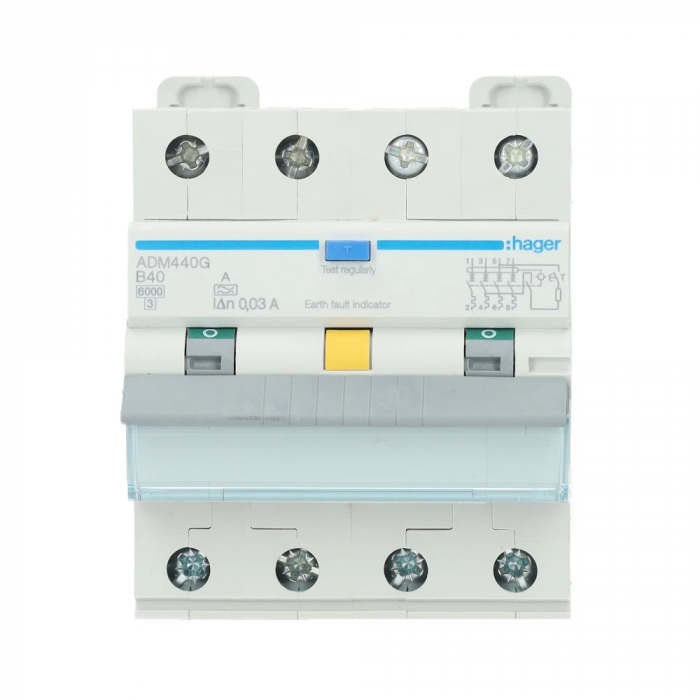 Hager aardlekautomaat 4-polig 40A B-kar 30mA (ADM440G