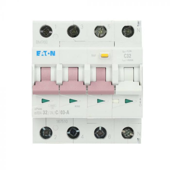 Eaton aardlekautomaat 3-polig+nul 32A C-kar 300mA (167510)