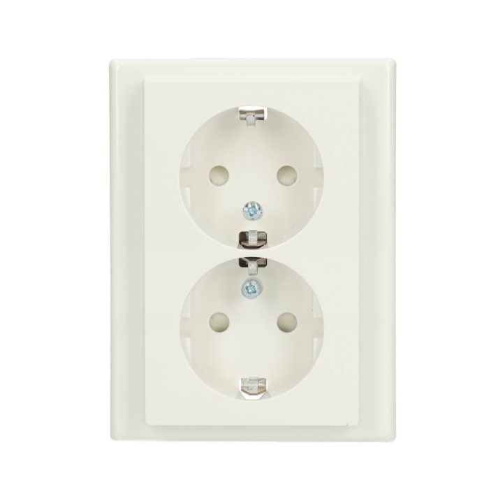 Schneider Electric stopcontact 2-voudig met randaarde en kinderbeveiliging SCHUKO - M-Smart polarwit (MTN2420-1419)