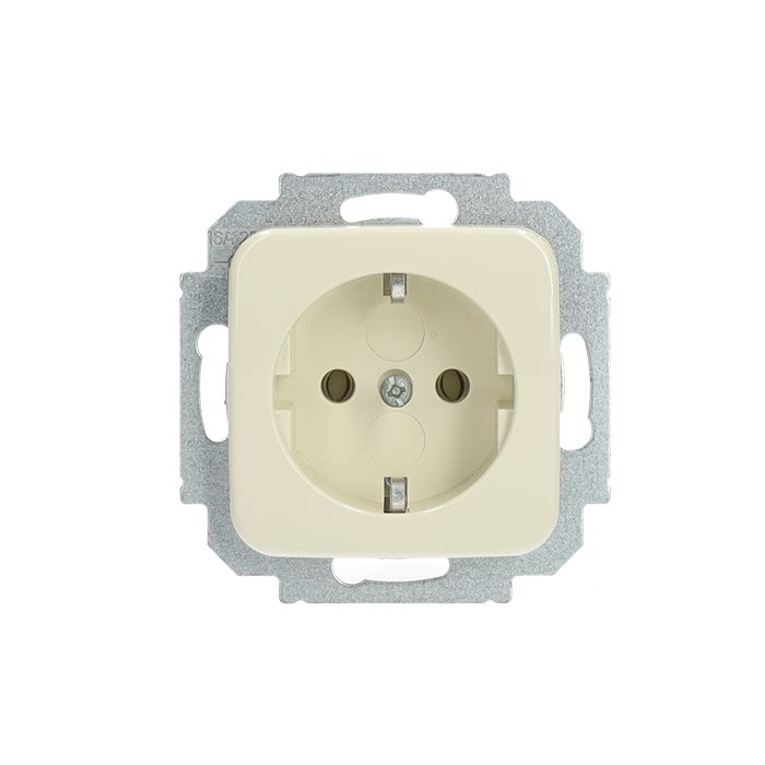 EMAT stopcontact inbouw 1-voudig randaarde - creme (EMATS000)