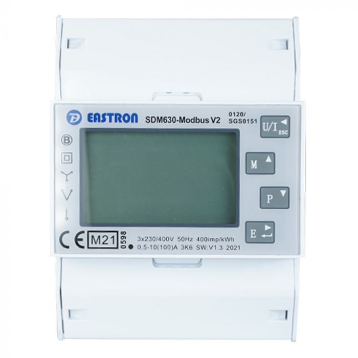 Eastron kWh meter 100A 3-fase afname/levering na digitaal (SDM630DC1000)