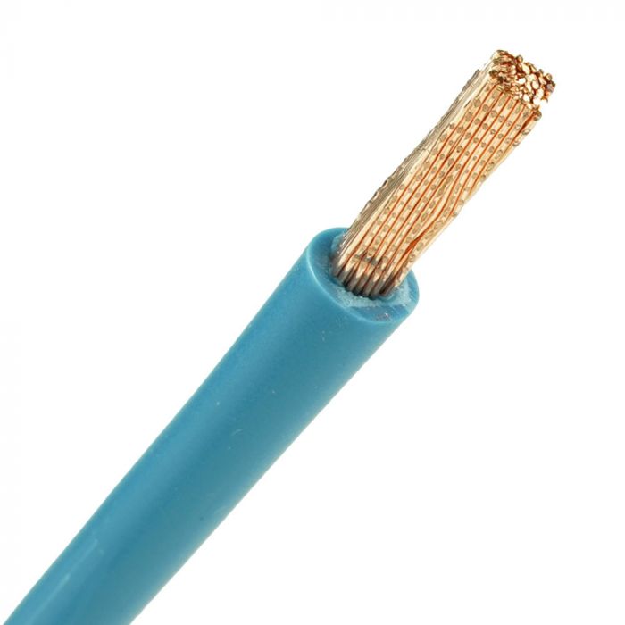 Aansluitdraad 6 mm² blauw 350 mm soepele kern en geperste uiteinden