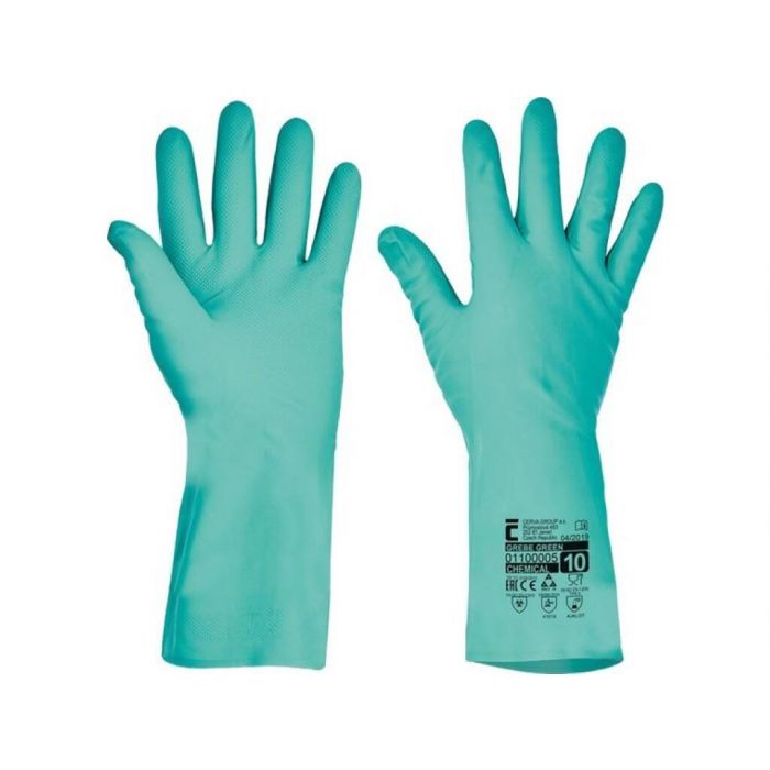 Cerva Grebe chemisch bestendige handschoen 0,38mm nitril maat 10 (0110000510100)
