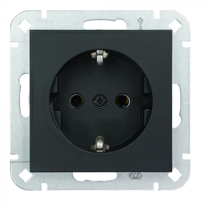 EMhub Quadro55 (by Kopp) stopcontact met randaarde - zwart mat (4088080)