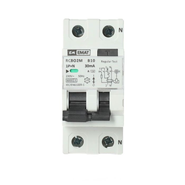 EMAT aardlekautomaat 1-polig+nul 10A B-kar 30mA 2 modules (85006024)