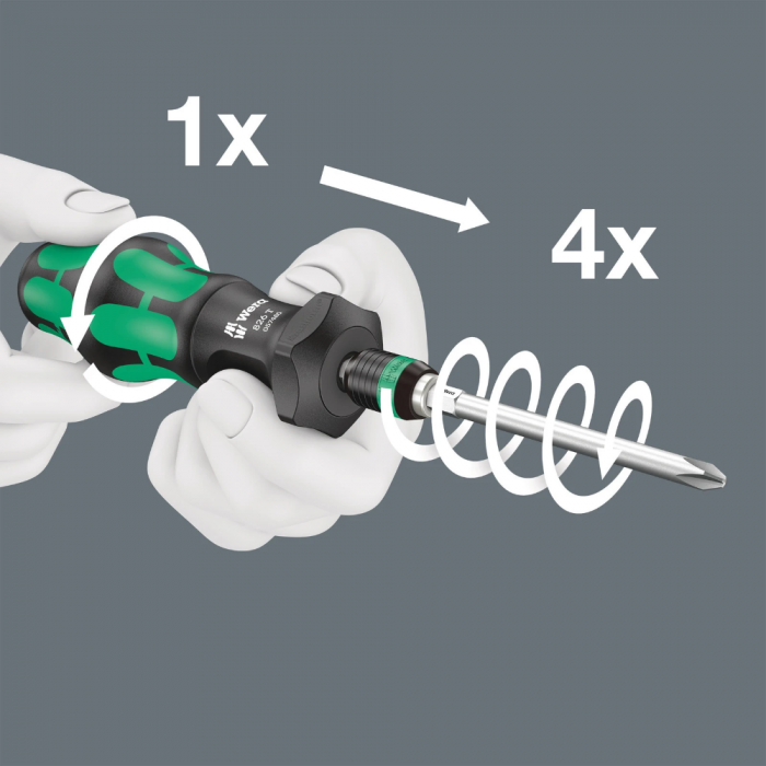Wera schroevendraaier kraftform turbo bit-handhouder met rapidaptor snelwisselfunctie (05057480001)