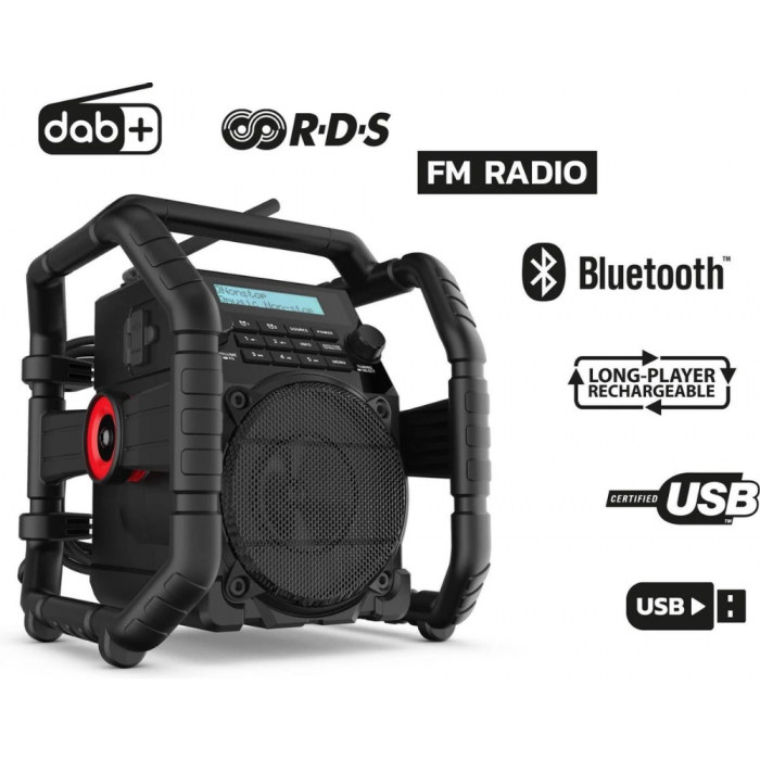 PerfectPro bouwradio Ubox 500r Bluetooth DAB+ FM AUX USB 7W IP64 (UB500R2)
