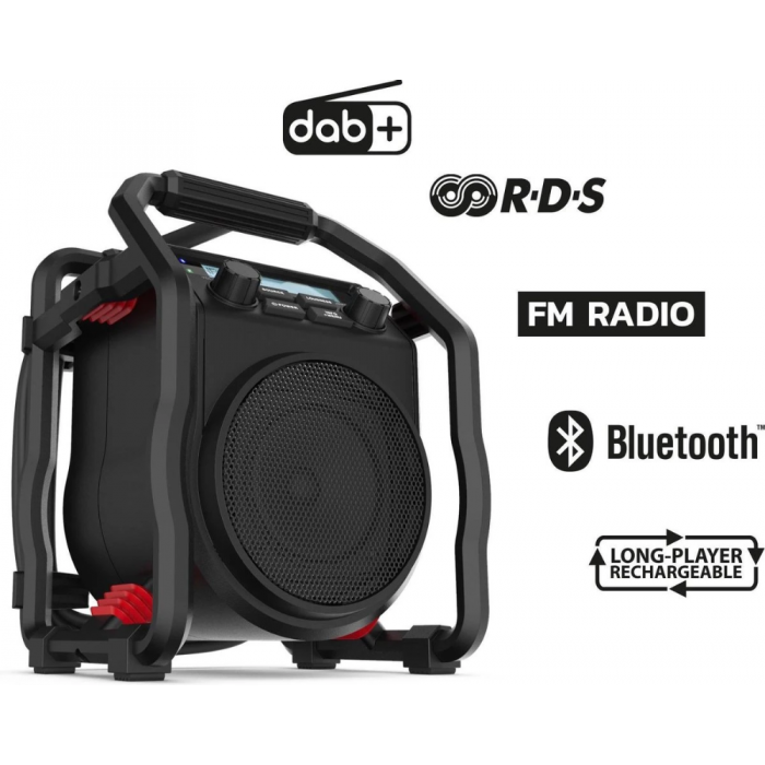PerfectPro bouwradio Ubox 400r Bluetooth DAB+ FM AUX 7W IP64 (UB400R2)