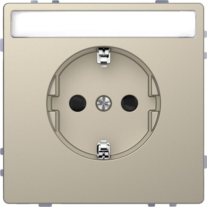 Schneider-Merten D Life wandcontactdoos met tekstvenster en kinderbeveiliging - sahara (MTN2302-6033)