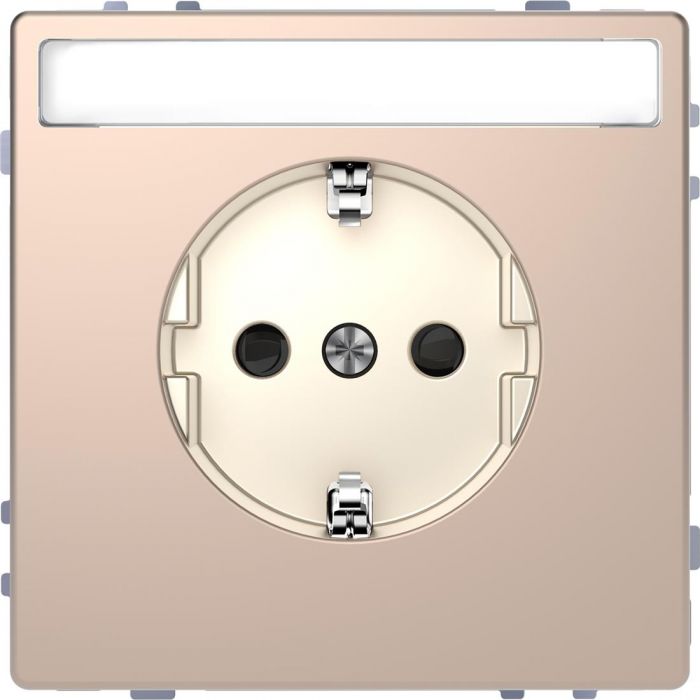 Schneider Electric D Life wandcontactdoos met tekstvenster en kinderbeveiliging - champagne metallic (MTN2302-6051)