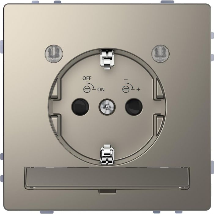 Schneider Electric D Life wandcontactdoos met LED en kinderbeveiliging - nikkel metallic (MTN2304-6050)