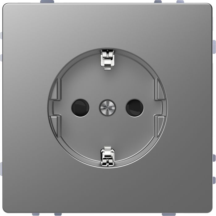 Schneider Electric D life wandcontactdoos met kinderbeveiliging - RVS look (MTN2300-6036)