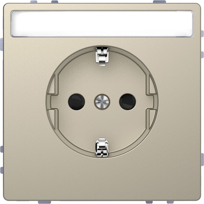 Schneider-Merten D Life wandcontactdoos met tekstvenster en kinderbeveiliging - sahara (MTN2302-6033)
