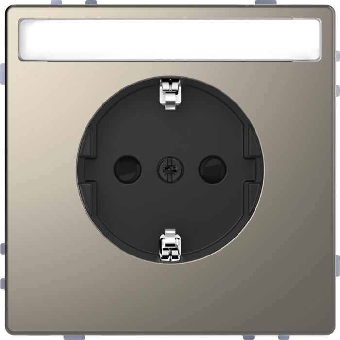 Schneider Electric D Life wandcontactdoos met tekstvenster en kinderbeveiliging - nikkel metallic (MTN2302-6050)