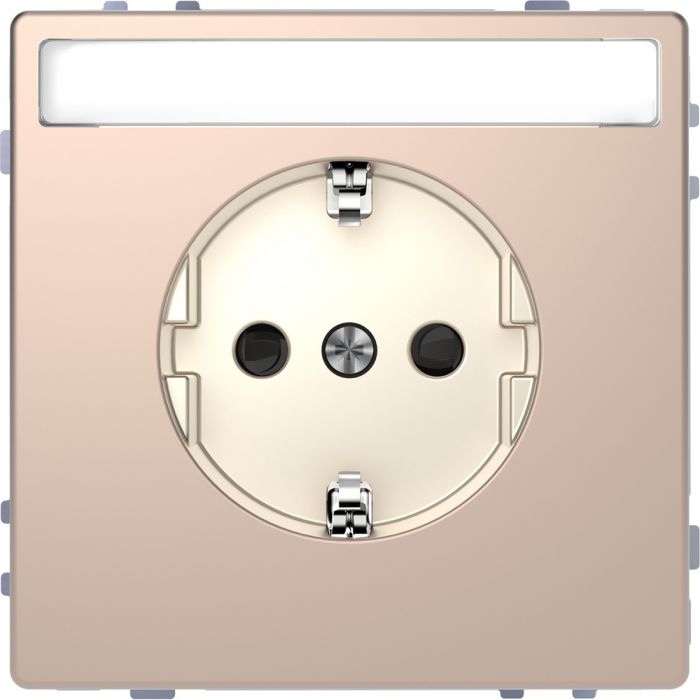 Schneider Electric D Life wandcontactdoos met tekstvenster en kinderbeveiliging - champagne metallic (MTN2302-6051)