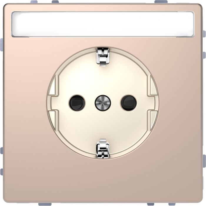 Schneider Electric D Life wandcontactdoos met tekstvenster en kinderbeveiliging - champagne metallic (MTN2302-6051)