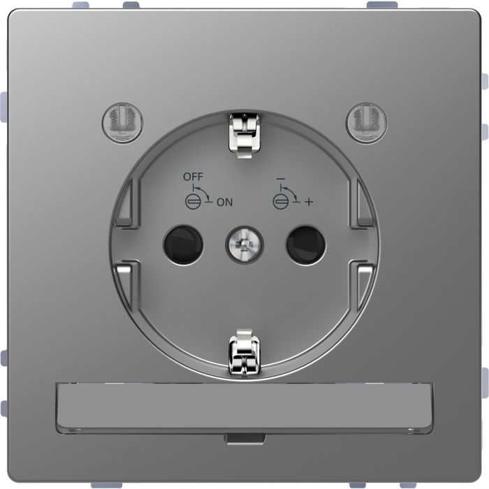Schneider Electric D Life wandcontactdoos met LED en kinderbeveiliging - RVS look (MTN2304-6036)