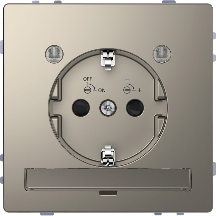 Schneider Electric D Life wandcontactdoos met LED en kinderbeveiliging - nikkel metallic (MTN2304-6050)