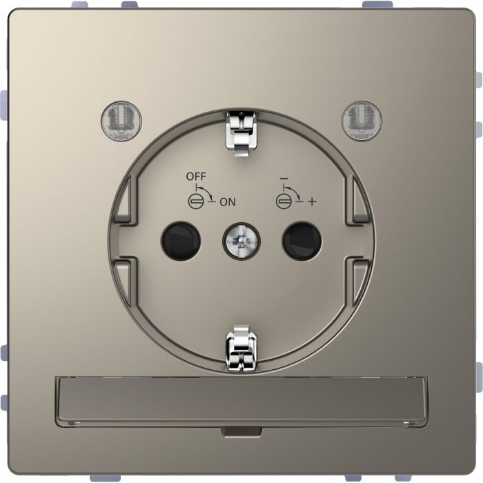 Schneider Electric D Life wandcontactdoos met LED en kinderbeveiliging - nikkel metallic (MTN2304-6050)
