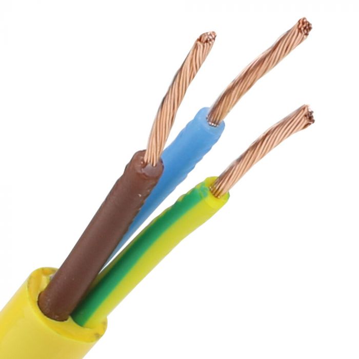 Pur kabel 3x2,5 (H07BQ-F) geel - rol 100 meter
