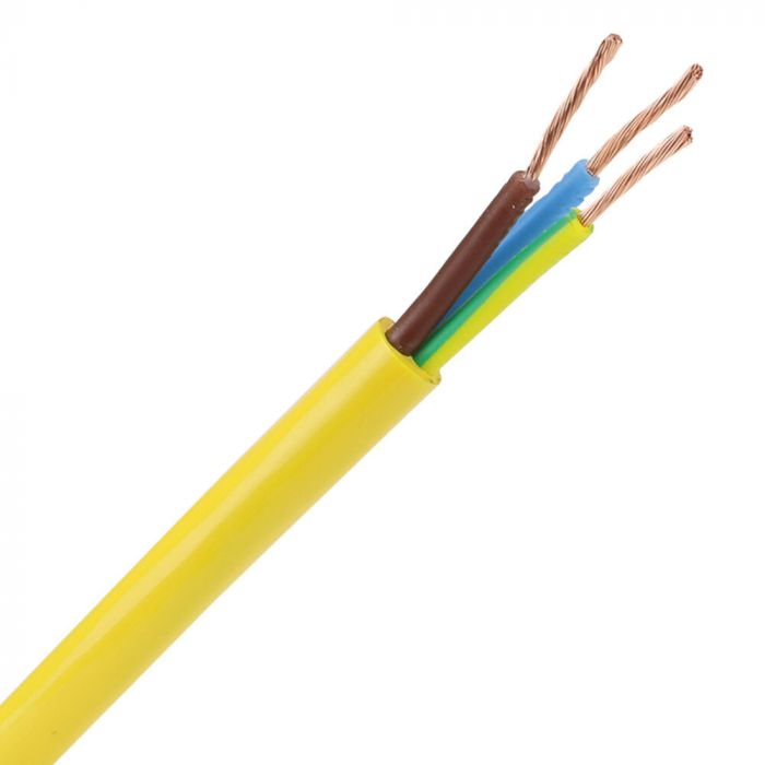 Pur kabel 3x2,5 (H07BQ-F) geel - rol 100 meter