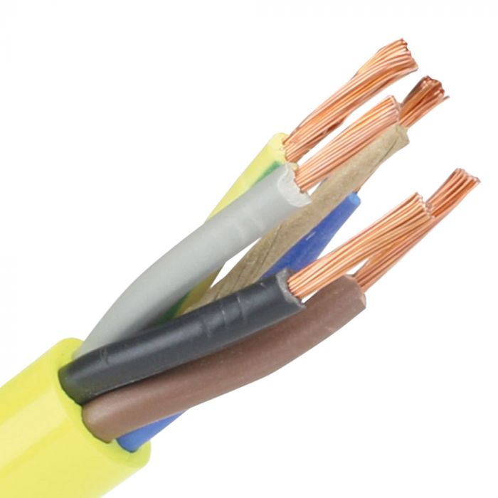 Pur kabel 5x1,5 (H07BQ-F) geel - rol 100 meter