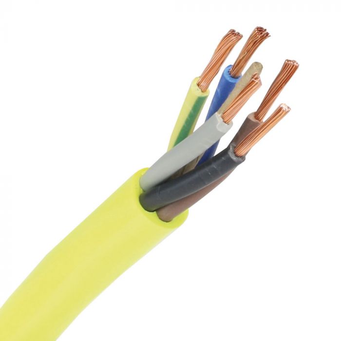 Pur kabel 5x2,5 (H07BQ-F) geel - per meter