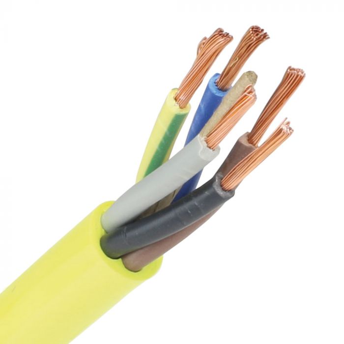 Pur kabel 5x2,5 (H07BQ-F) geel - per meter