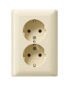 Gira stopcontact inbouw met randaarde 2-voudig - standaard 55 crème wit (078801)
