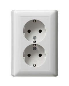 Gira stopcontact inbouw met randaarde 2-voudig - standaard 55 zuiver wit glanzend (078003)