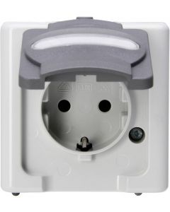 Kopp blue electric stopcontact ip44 met deksel en randaarde 1-voudig grijs