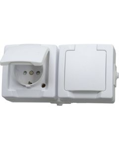 Kopp NAUTIC stopcontact ip44 horizontaal met randaarde 2-voudig opbouw wit