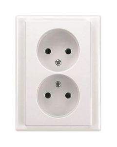 Schneider Electric stopcontact 2-voudig zonder randaarde met kinderbeveiliging - M-Smart polarwit glanzend (MTN214619)