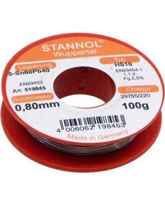 Stannol draadsoldeer met harskern tin/lood 60/40 diameter 0,8mm rol 100gr (519845)
