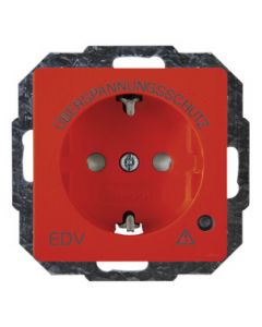 Kopp HK05 stopcontact inbouw met randaarde kinderbeveiliging en overspanningsbeveiliging 1-voudig rood edv