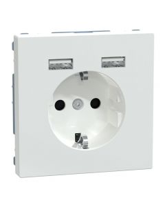 Schneider Electric Systeem-D stopcontact met USB lotuswit - (MTN2366-6035)