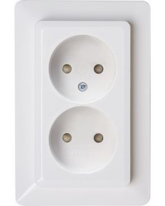 Kopp stopcontact 2-voudig zonder randaarde met kinderbeveiliging half opbouw - HK02 wit (950513007)