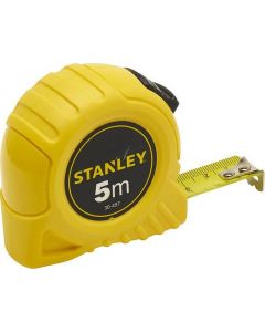 Stanley rolbandmaat rolmaat met stop 5m 19mm geel met clip (0-30-497)