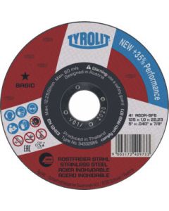 Tyrolit doorslijpschijf basic41 125x1,0x22,23mm inox en RVS per stuk (34332869)