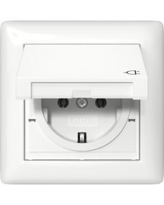Gira inbouw stopcontact met randaarde en klapdeksel compleet met afdichtset IP44 en enkelvoudig raam 1-voudig - zuiver wit (415703)