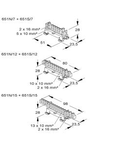 Kleinhuis potentiaalvereffening aansluitblok 2x16mm2 5x10mm2 (651S/7)
