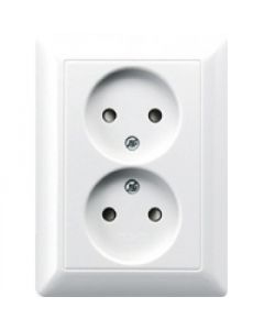 JUNG stopcontact zonder randaarde 2 voudig - as500 alpin wit (AS5010UWW)