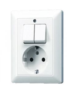 JUNG combinatie tweedelige wip en contactdoos met beschermingscontact - as500 creme wit  (AS5575EU)